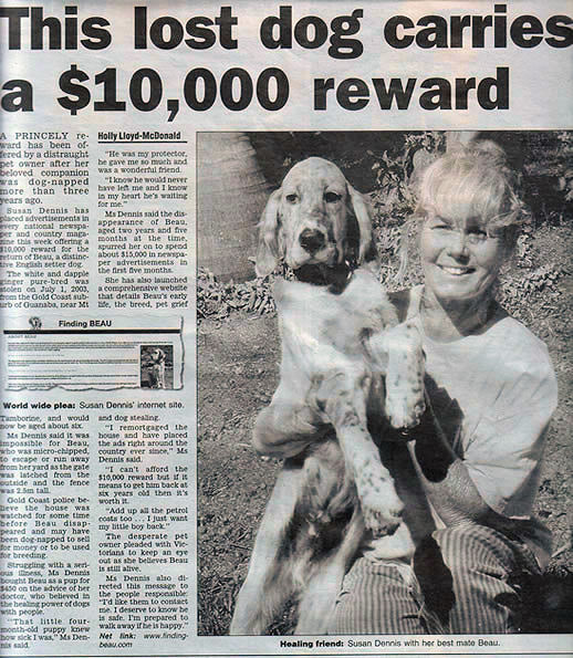 Herald Sun, Melbourne, Finding Beau, Stolen Dog